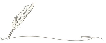 A delicate quill pen drawing a flowing ink line across the page.