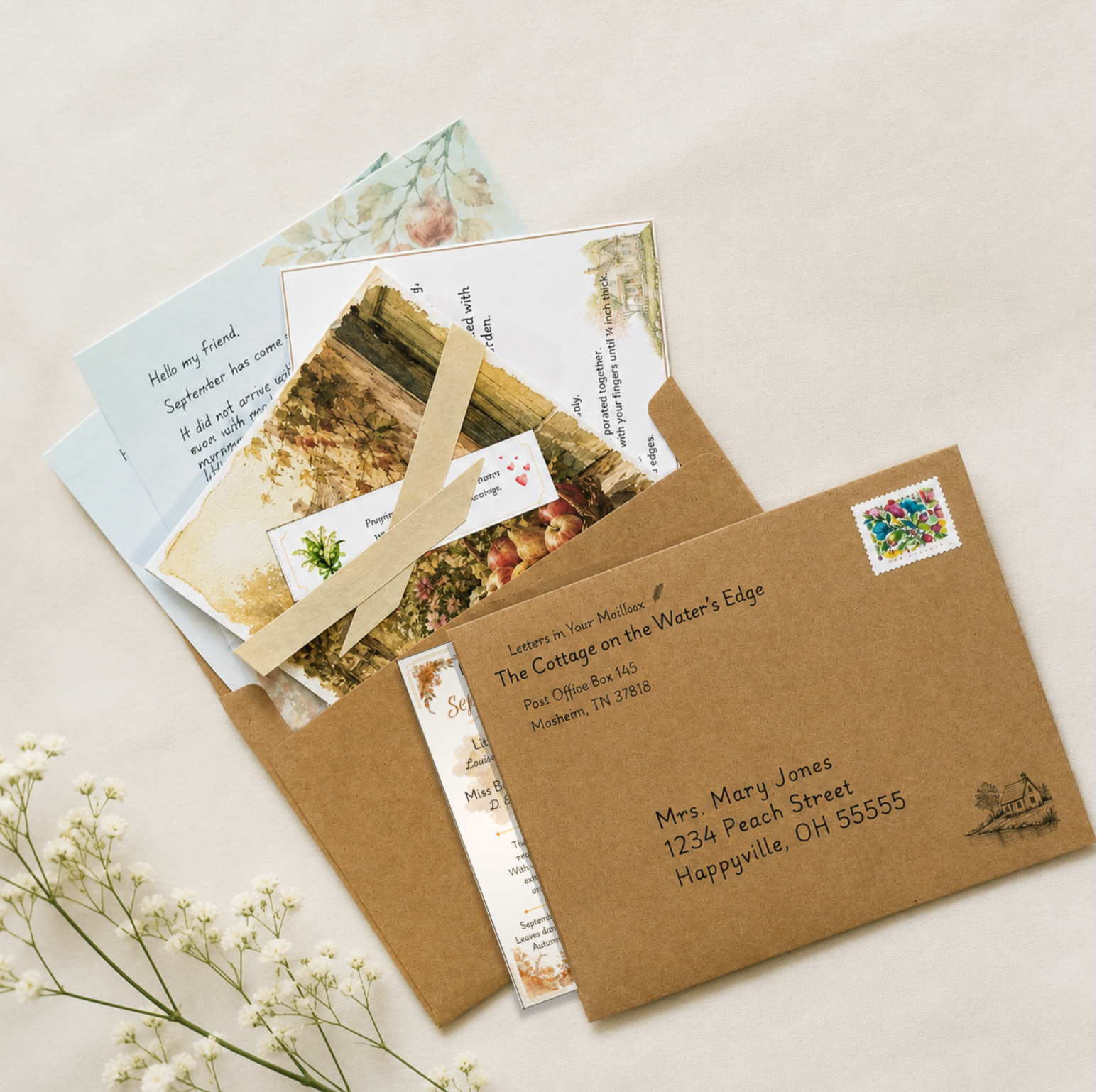 Letters In Your Mailbox Feather Divider A delicate quill pen drawing a flowing ink line across the page.